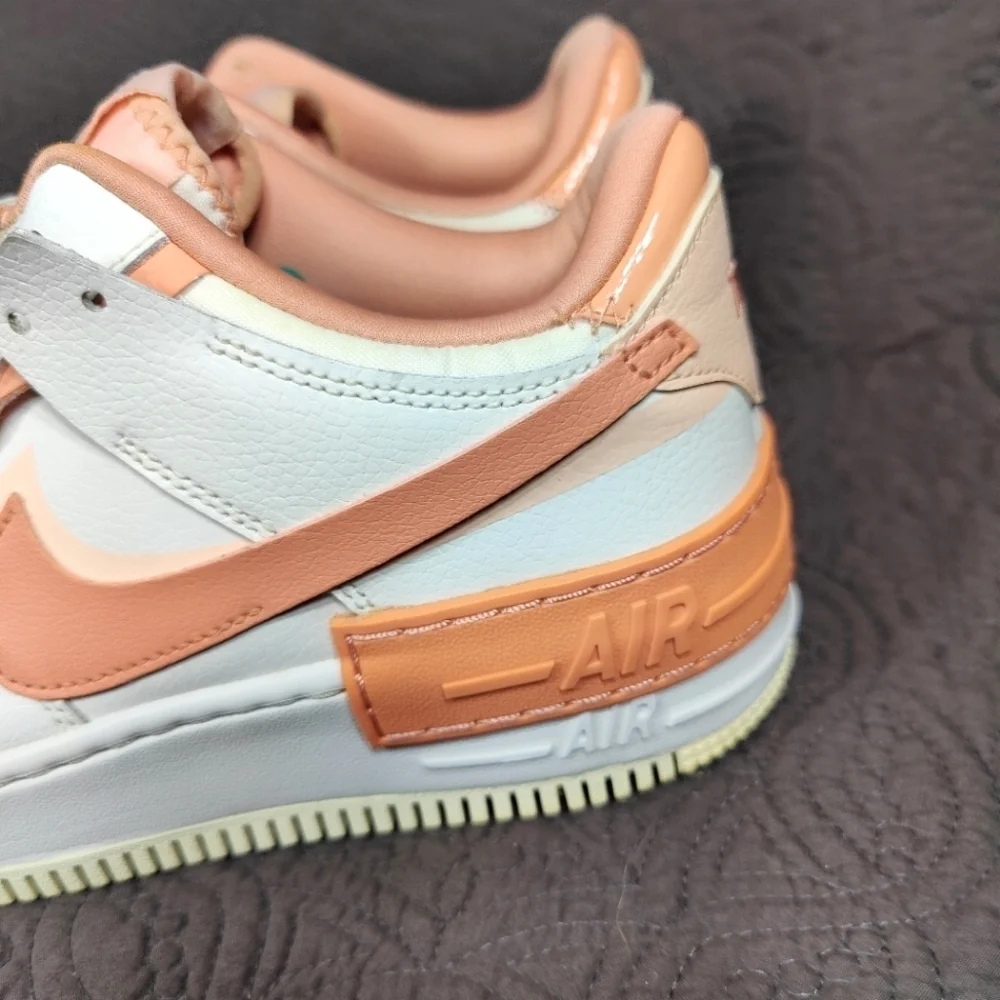 Nike Air Force 1 Shadow Washed Coral White Sneakers Women's Shoes Size 8 - Picture 4 of 9
